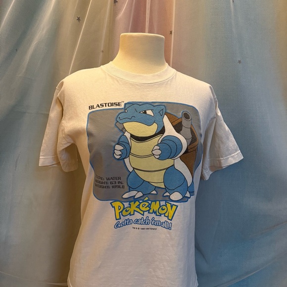 Vintage Pokemon Blastoise Holographic Graphic T Shirt 2000 Nintendo - Youth L - Picture 3 of 5